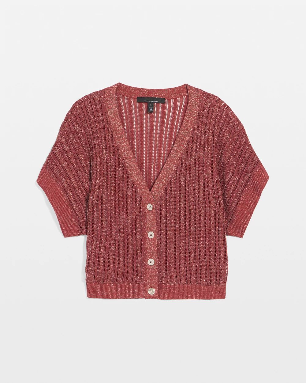 Kimono Sleeve Metallic Cardigan Sweater | White House Black
